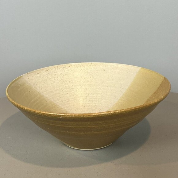 Speckled Brown and Tan Pottery Bowl 11.5" Diameter Rustic Handmade Stamped - Picture 2 of 15